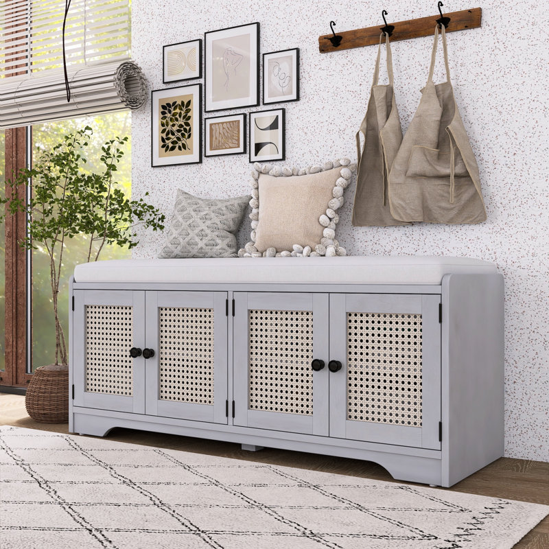 Banc de rangement en bois Rustic, Gris