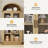 Wood Color 71 Inch Modern Arched Bookcase with 4 Glass Doors 5 Tier Freestanding Storage Display Shelves with Anti Tip for Entryway Living Room and Study-363982189
