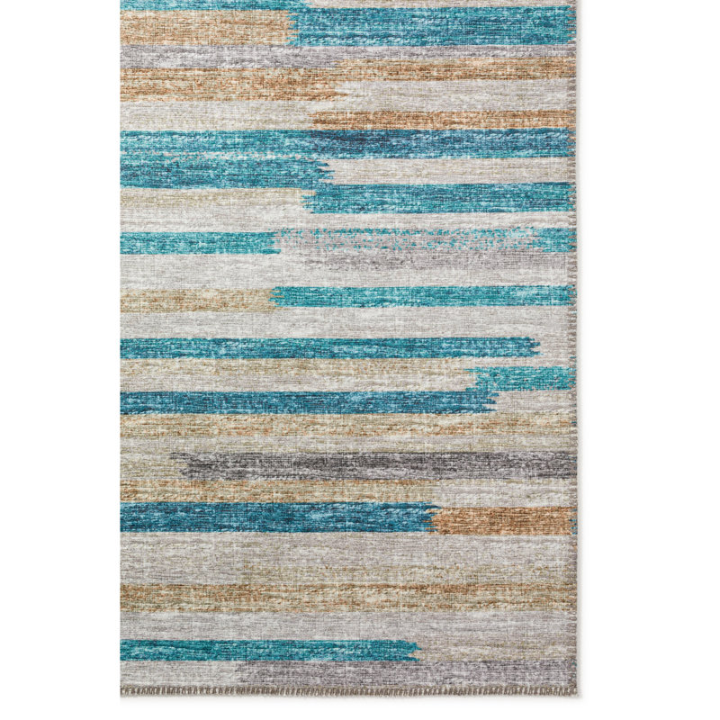 Chenille Washable Abstract Indoor / Outdoor Rug, Runner 2'3" x 7'6"