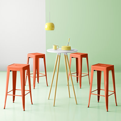 Holubice 30" H Stackable Backless Metal Bar Stools