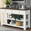 Console 48 po, 3 tiroirs, 2 tablettes, bois de pin pour le vestibule - blanc antique / brun