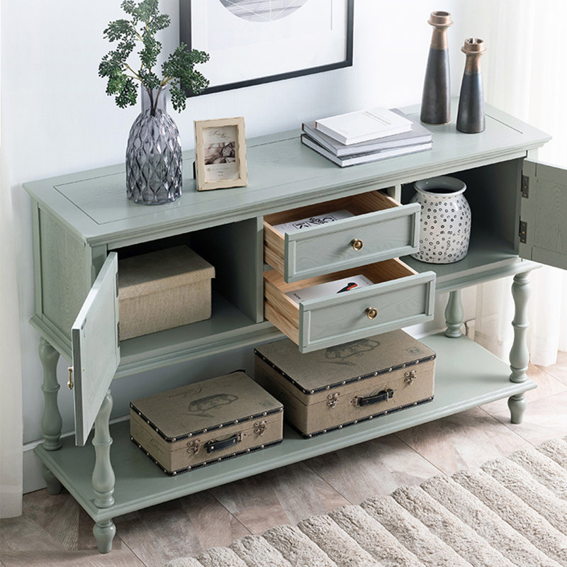 Console Retro, Vert grisâtre, H 35,43 po x l 47,24 po x P 15,75 po