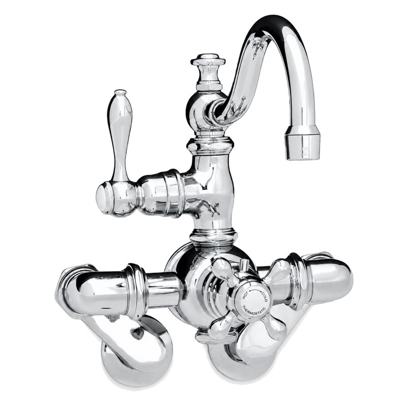 Robinet de baignoire mural thermostatique à bec arqué de Strom Living, Chrome chrome