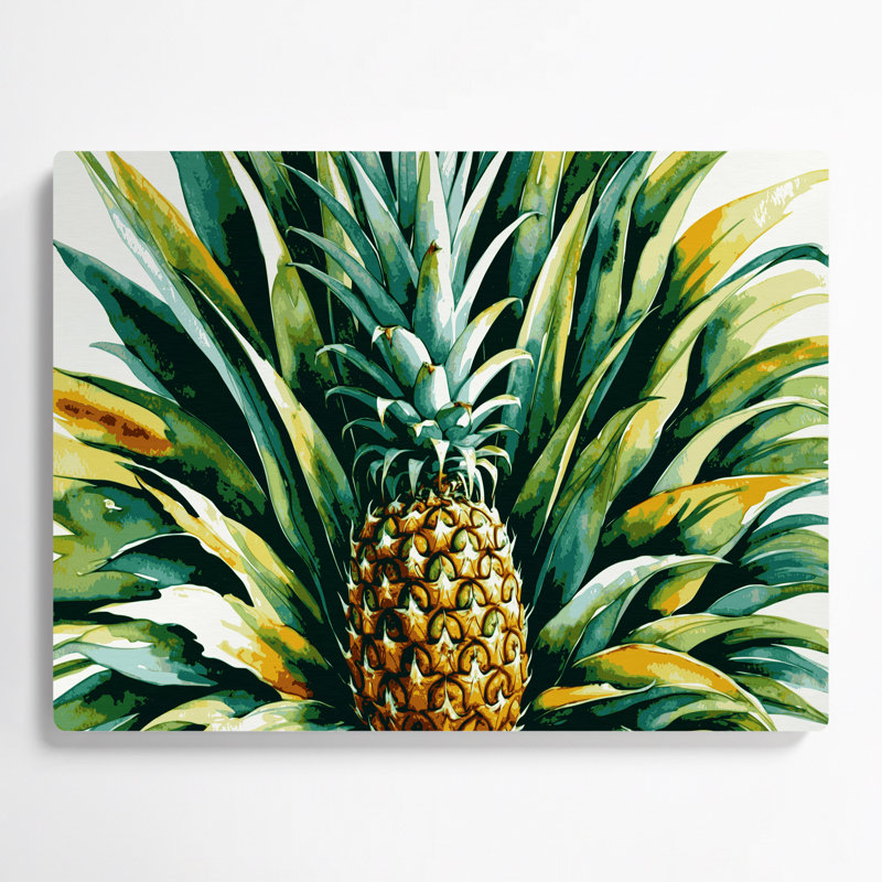 Art mural en métal Botanical Pineapple Plant, H 132 po x l 168 po x P 0,05 po