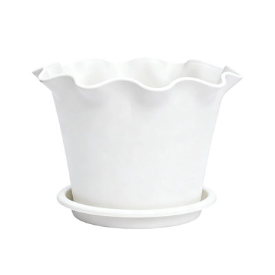 Ruffled Plastic Flower Pots Lilies-style Wave-edged Pots Beautiful And Durables Indoor And Outdoor Flower Pots