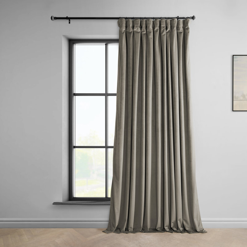 Matra Room Darkening Rod Pocket Single Curtain Panel, Gallery Taupe, 100" W x 108" L