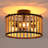 Boho 3-light Wood Beaded Semi Flush Mount Ceiling Light Fixture-679780618