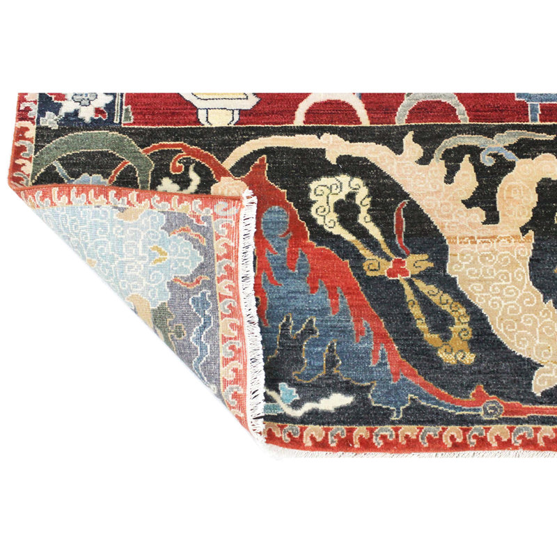 Oriental Area Rug in Red/Black/Blue, Rectangle 8' x 10'