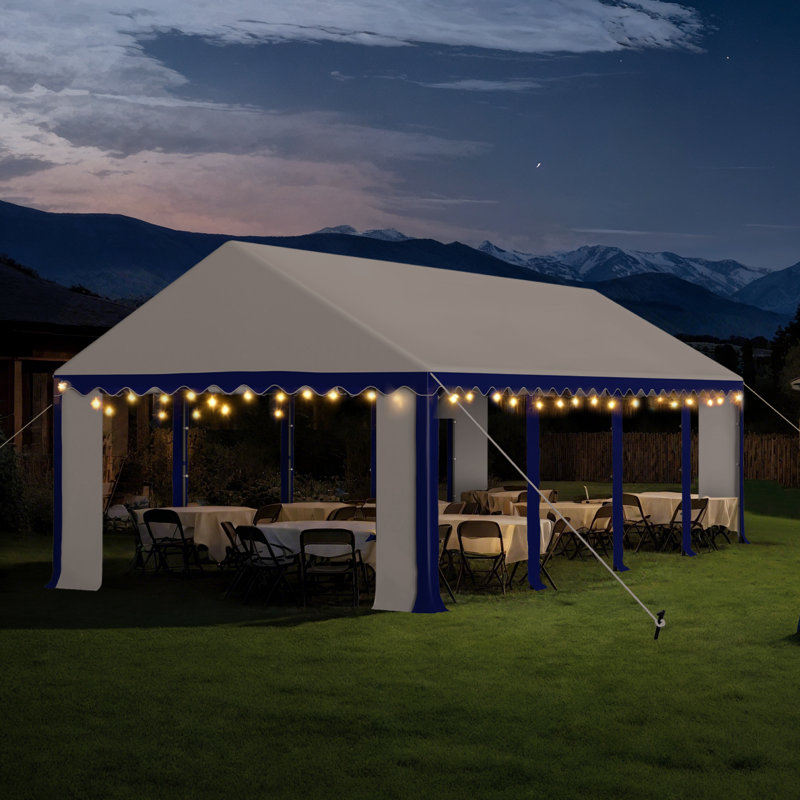 13 Ft. W X 26 Ft. D Steel Canopy Tent With 4 Side Walls Heavy Duty Party Tents For Parties, 13 ft. W X 26 ft. D