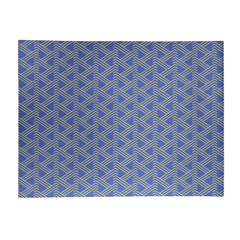 Tapis bleu/jaune zig zag, Rectangle 8 pi x 10 pi