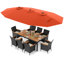 Ensemble de 11 chaises de patio en osier avec parasol double face et 8 chaises empilables-240306078-240306071