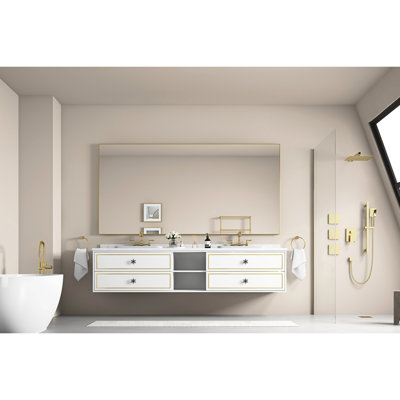 84 po Miroir de salle de bain avec cadre en aluminium X 48