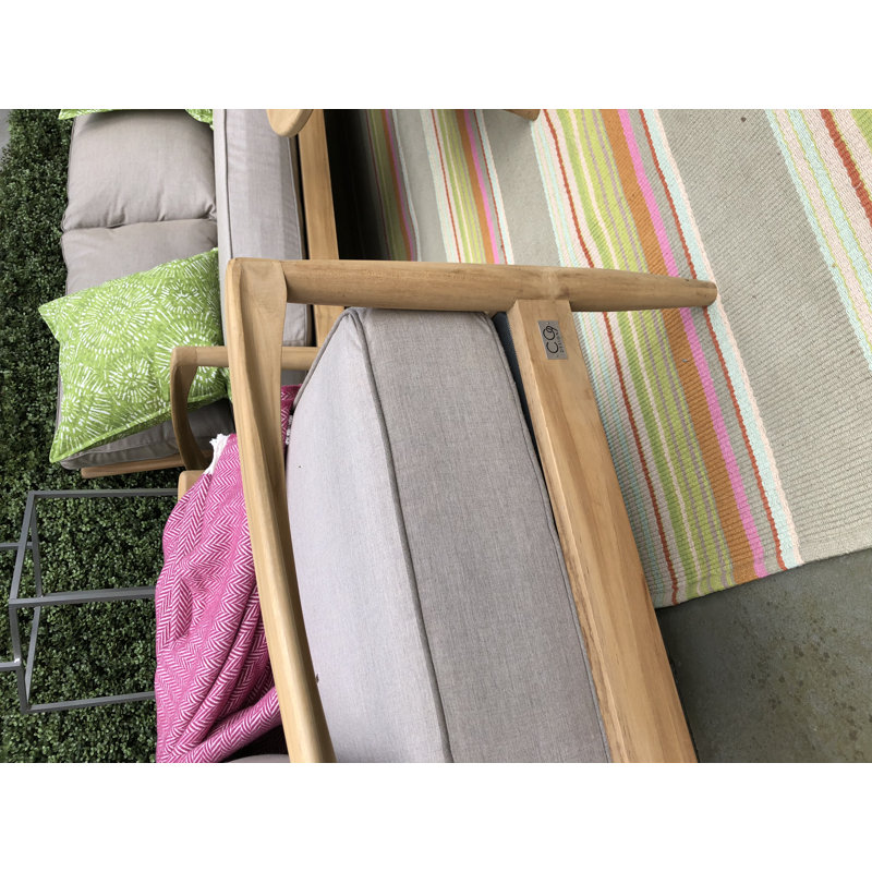 Chaise de patio en teck avec coussins Anneke Cottman