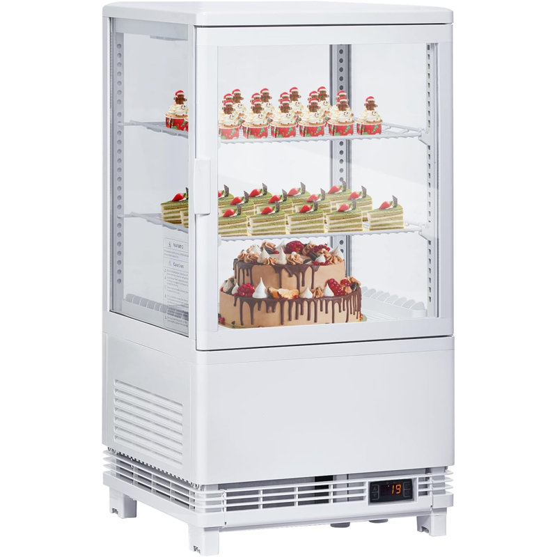 2.1 Cu.ft Commercial Refrigerator Display Case, Single-Door Pastry Display Fridge with Interior LED Lighting, Double-Layered Glass Countertop Bakery Display Refrigerator