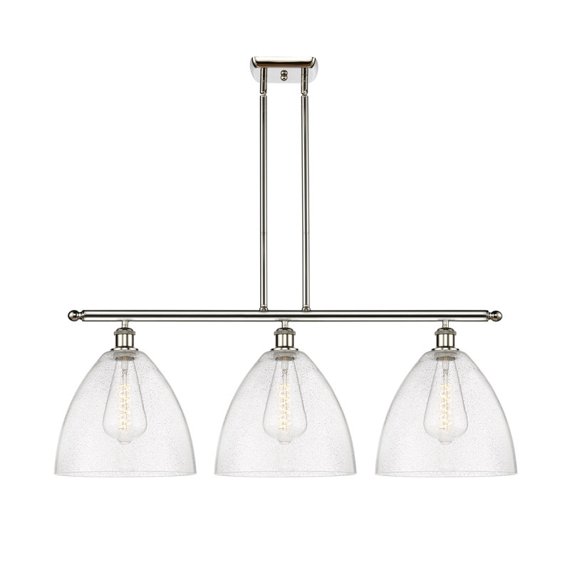 Luminaire suspendu linéaire à 3 lumières pour îlot de cuisine Ambrie, Ampoule non incluse, Nickel poli