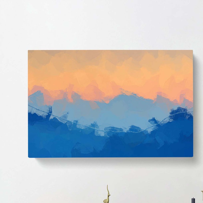 Sunrise Over The Mountains In Abstract - Wrapped Canvas Painting, 50cm H x 76cm W x 3cm D