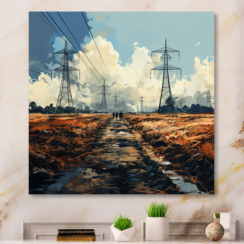 "Dessin d'une ligne électrique" sur, H 24 po x l 24 po x P 1 po