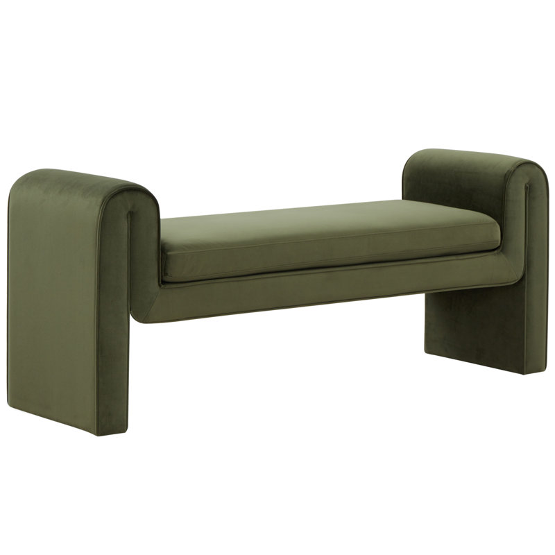 Garth Velvet Bench, Forest Green