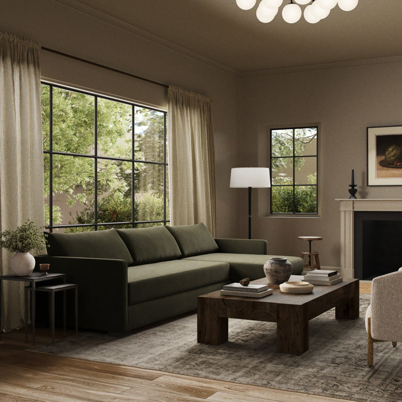 Wickham Chaise Sectional, Right Hand Facing, Crypton Nomad Snow Polyester Blend