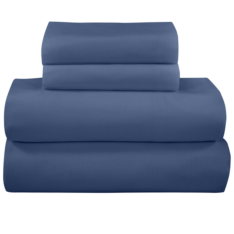 Royale Linens 300 Thread Count 100% Long Staple Combed Cotton Sheet Set - 4 Piece Bed Sheets - 1 Fitted, 1 Flat & 2 Pillow cases - Soft Cool & Crisp Sheet Set