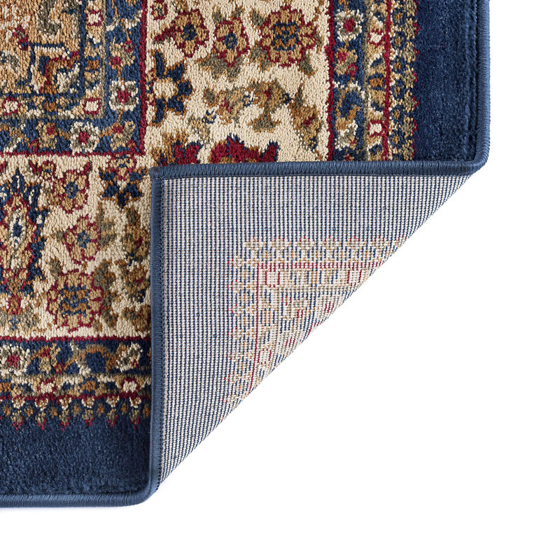 Tapis oriental bleu marine / beige Clarence, Rectangle 6 pi 7 po x 9 pi 6 po