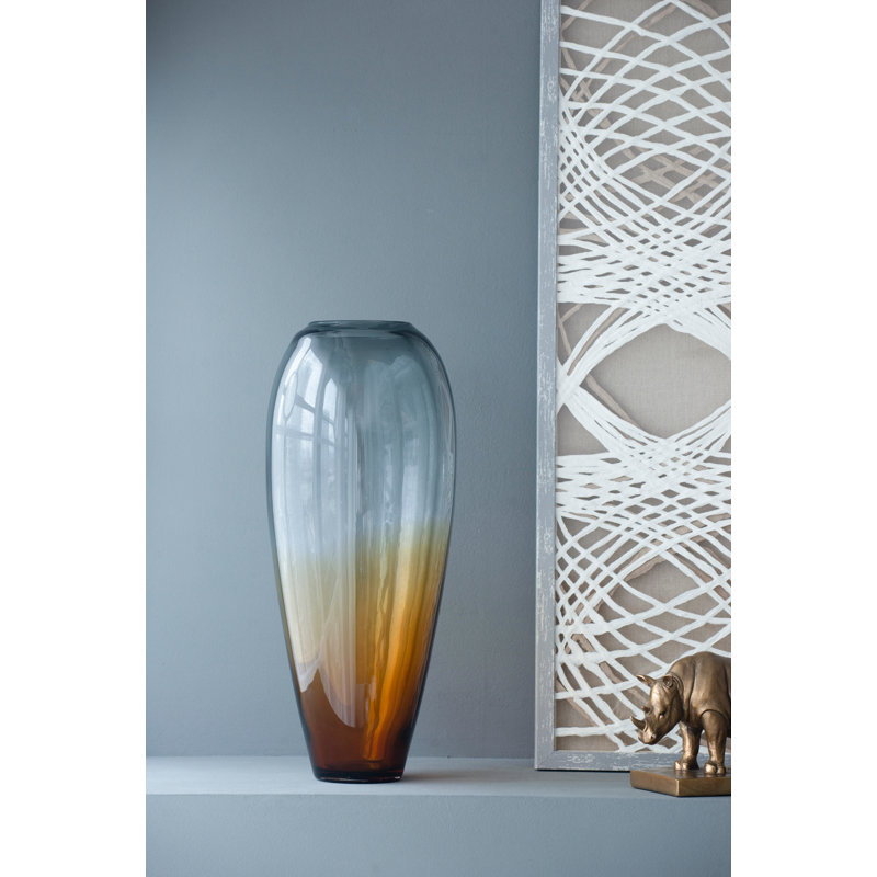 Wigan Handmade Glass Table Vase, Amber, 19.3" H x 8.3" W x 8.3" D