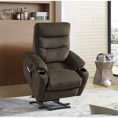 Flasco Electric Power Lift Recliner Chair with Massage and Heat for Elderly, 3 Positions Cup Holders -  Winston Porter, 679AA1F0612A4E43B0A12B77B7D7E79C