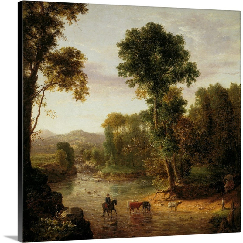 «Crossing the Ford», reproduction sur toile, Toile tendue, H 24 po x l 24 po x P 1,25 po