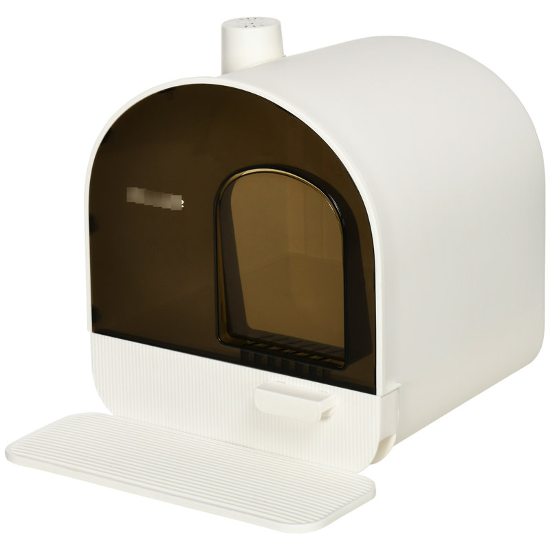 Bac à litière à couvercle blanc pour chats, 17 po x 17 po x 18,5 po. Maintient un espace odorant et hygiénique. Filtre désodorisant, plateau amovible pour garder la maison propre avec filtre