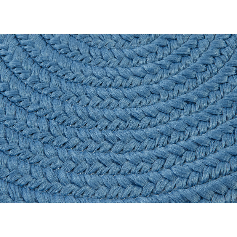 Tapis de surface bleu tressée à la main réversible Wickersham, Tapis de couloir 2 pi 4 po x 5 pi