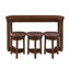 Ensemble de bar 4 pièces en bois massif à finition cerisier avec 3 tabourets rembourrés, table de salle à manger rectangulaire à hauteur de comptoir peu encombrante