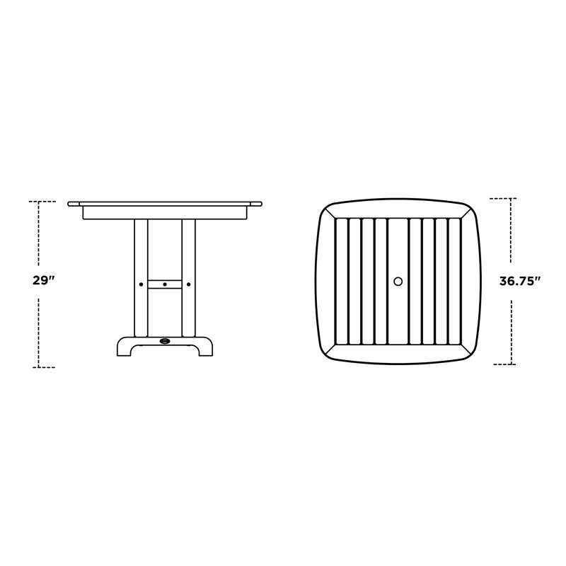 Table de salle à manger POLYWOOD, Sable, H 29 po x L 36,75 po x l 36,75 po