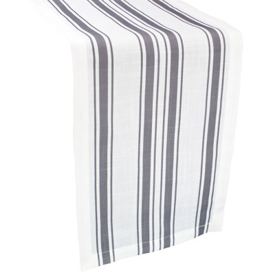 Striped Cotton Polyester Blend Table Runner (14Wx90L)