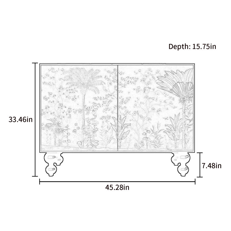 Armoire décorative à double porte et console de rangement, Blanc