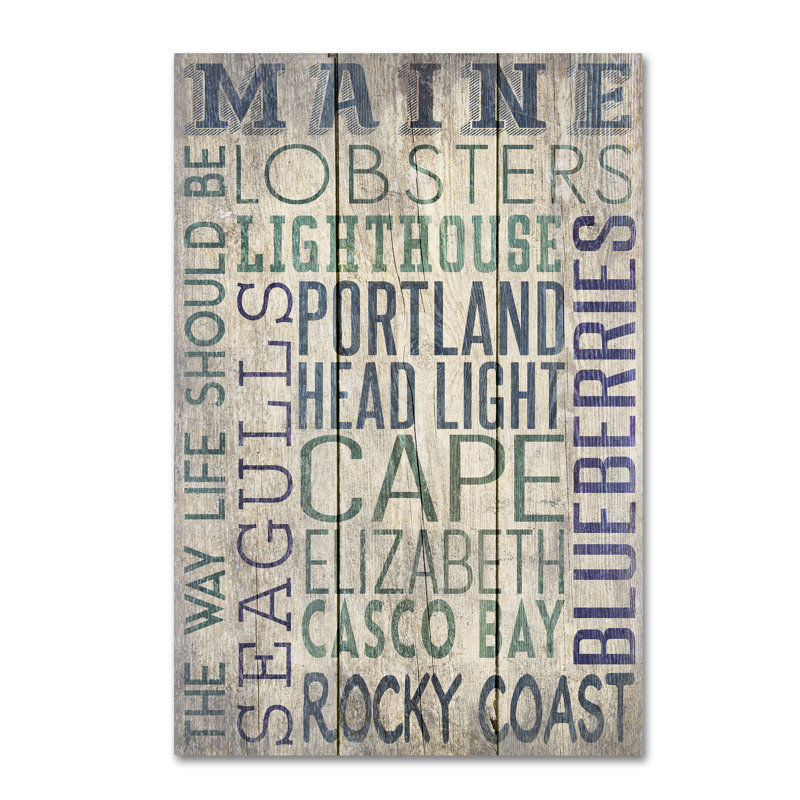 « maine 2 », art textuel sur toile tendue, H 32 po x l 22 po x P 2 po
