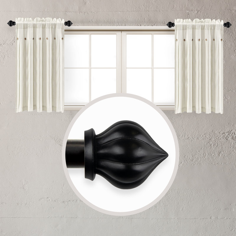 Tringle à rideaux simple réglable de 12 à 20 po Andujar-Ruiz, Noir