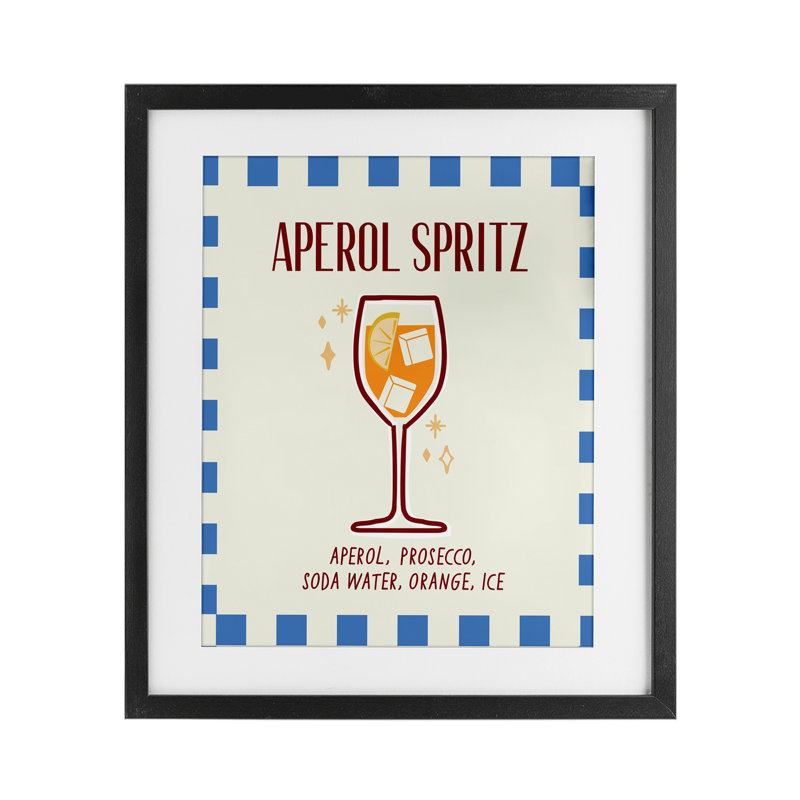 «Retro Fizzy Summer Cocktail», reproduction encadrée sous verre, design par Emily Dumas, H 21 po x l 17 po, Cadre noir minuit