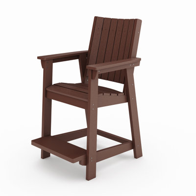 Chaise de comptoir de jardin moderne brune - construction en bois d'œuvre, siège et dossier courbés pour un confort accru, vie en plein air idéale en bois d'œuvre, durabilité très confortable, intempéries, salle à manger adaptée