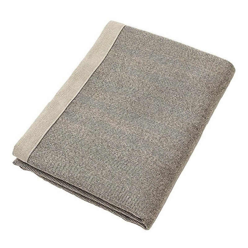 Herringbone Throw Blanket, Charcoal, W265 x L380cm