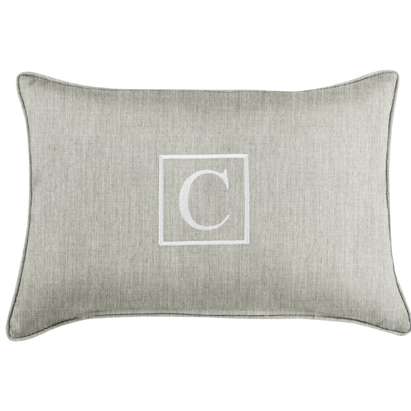 Kerrell Embroidered Sunbrella® Outdoor Throw Pillow, Granite Gray, C