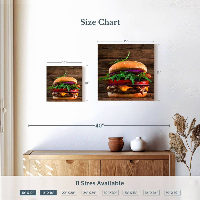 Yarlin juteux hamburger, H 16 po x l 16 po
