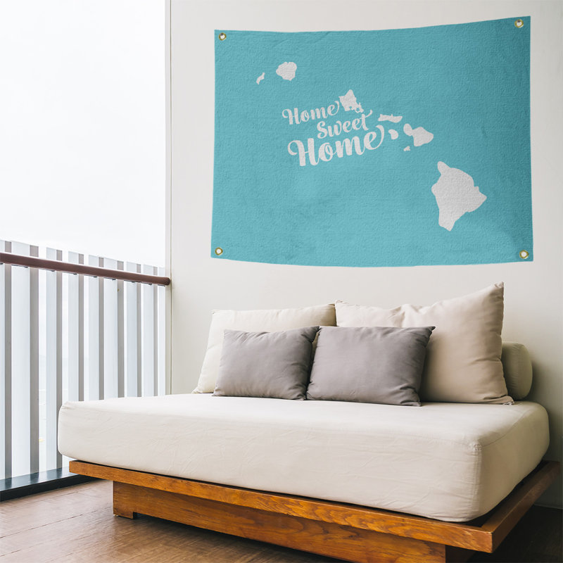Tapisserie murale honolulu doux pour la maison, H 50 po x l 59 po, Bleu sarcelle