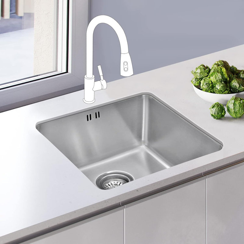 Belfry Kitchen Forsyth 440mm W Single Bowl Stainless Steel Undermount Kitchen Sink 0, 200cm H x 440cm W x 440cm L