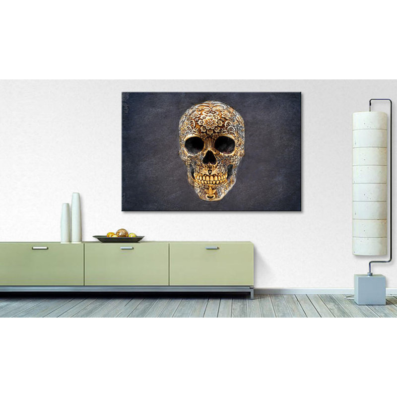 Happy Skull - Wrapped Canvas Print, 80cm H x 120cm W, 100% cotton canvas