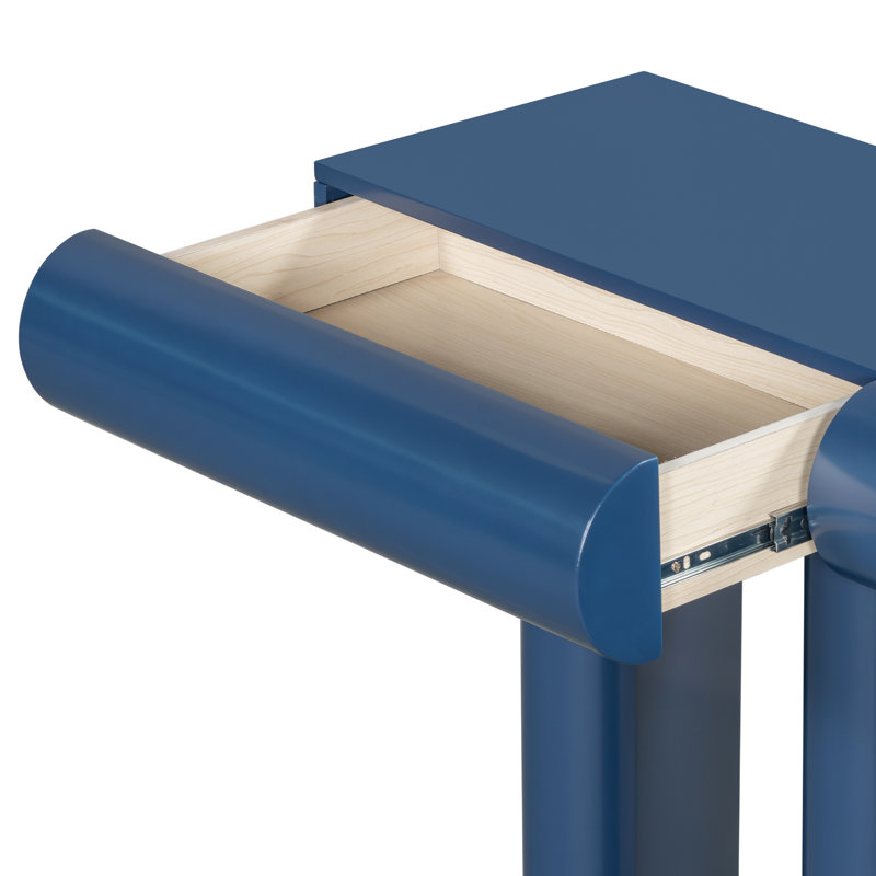 Polo Console Table with Curved Drawers & 3 Arched Legs, Navy Blue