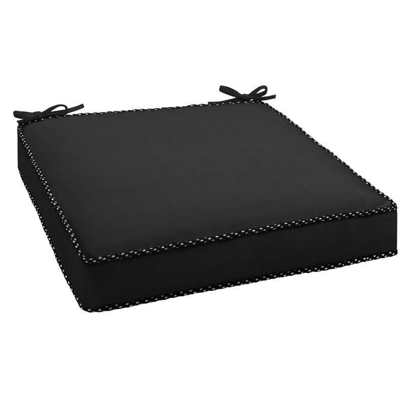 Sunbrella Outdoor 3'' Barstool Chair Pad, Canvas Black Sunbrella® Canvas, 19 W x 19 D