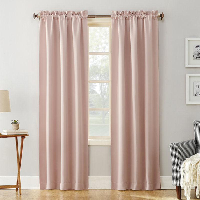 Thermal Blackout Rod Pocket Curtain Panel - Basics by Wayfair™, Blush, 40" W x 63" L