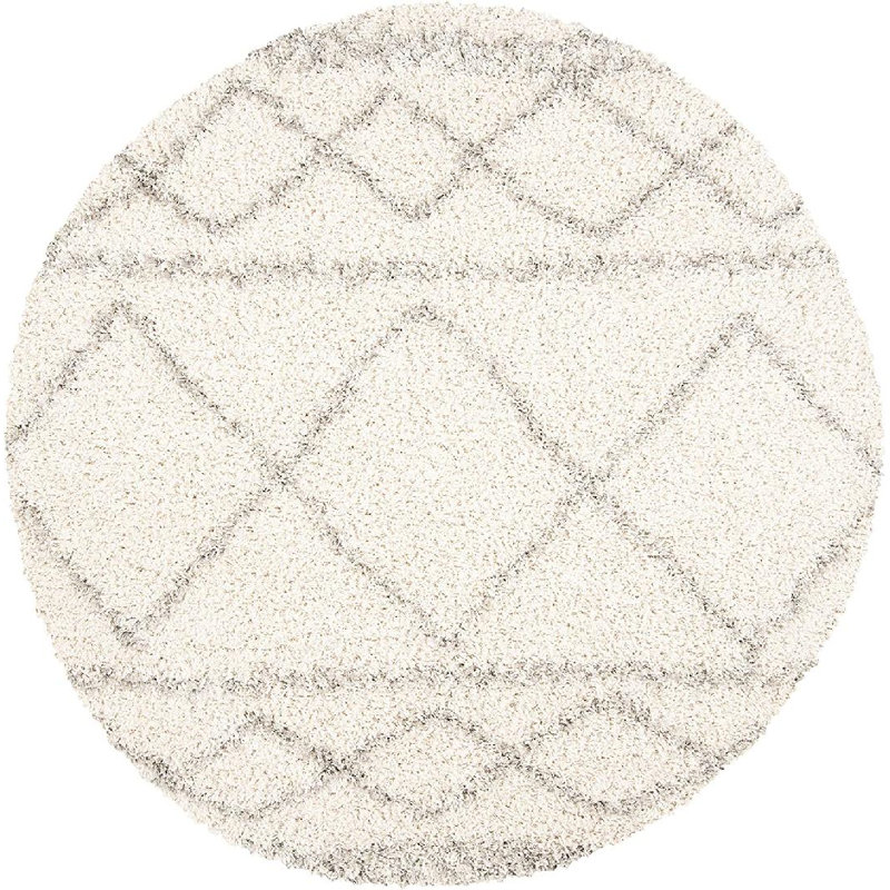 Mckamey Pro Lux Shag 400 Performance Geometric Rug, Round 3'