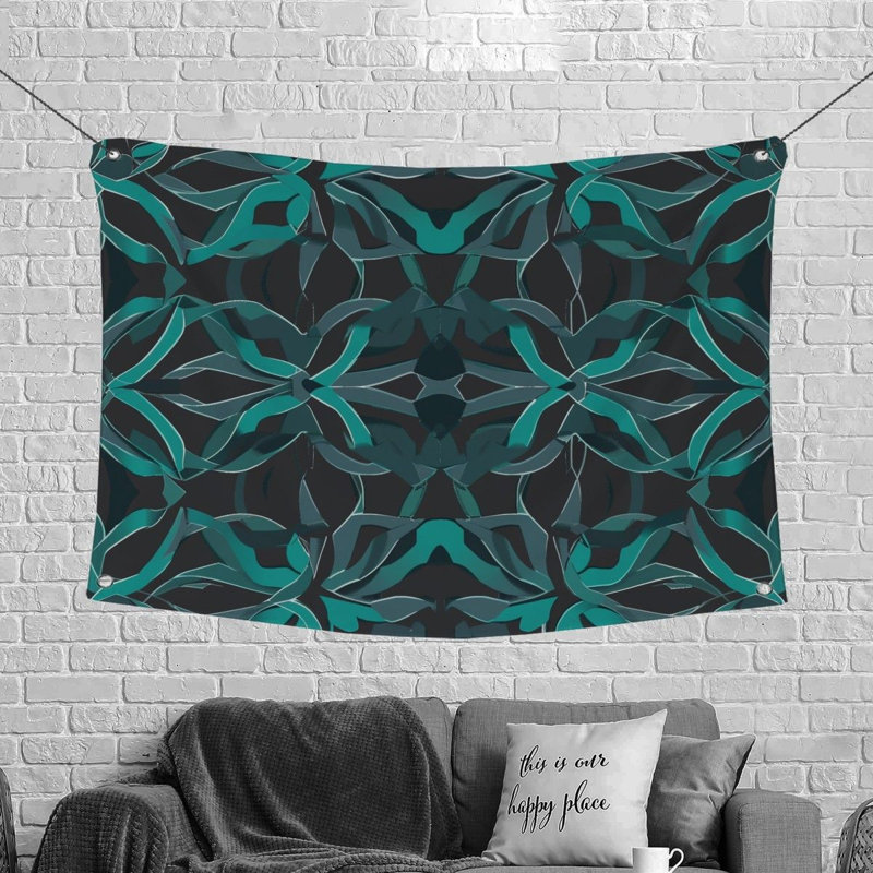 Curves Artwork Bathroom Microfiber Fabric Tapestry, 68" H x 80" W