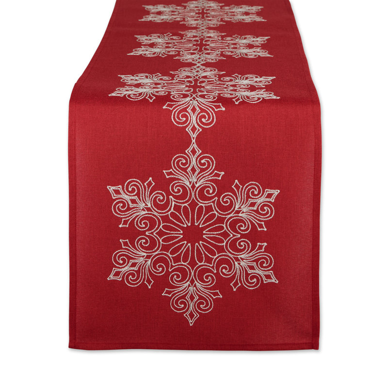 SPARKLE SNOWFLAKES EMBROIDERED TABLE RUNNER 14X70